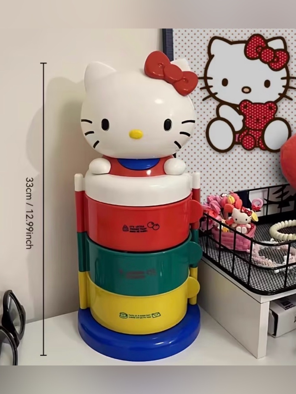 Hello Kitty Multicolor Stackable Storage Tower - Red, Green, Yellow, Blue, White - Picture 3 of 4